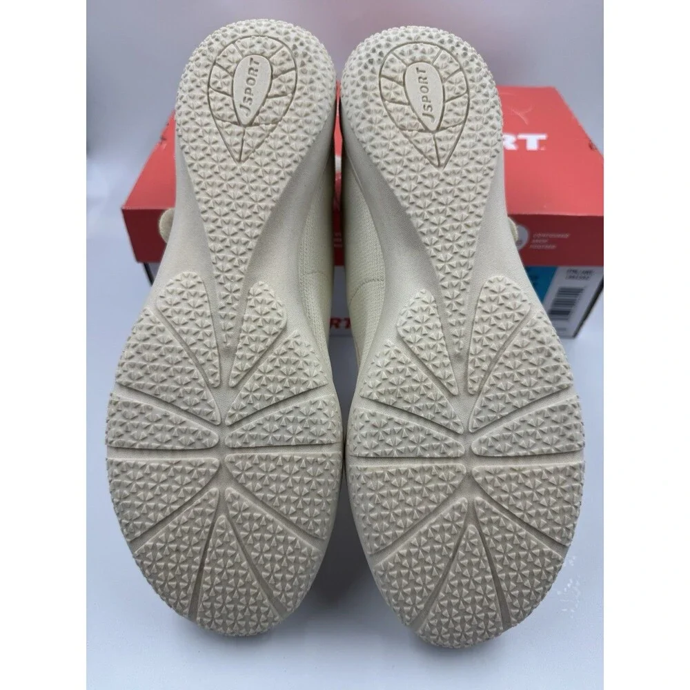 Jsport Womens Shoes Cream Mary Jane Memory Foam Contoured Arch Lightweight Sz 10